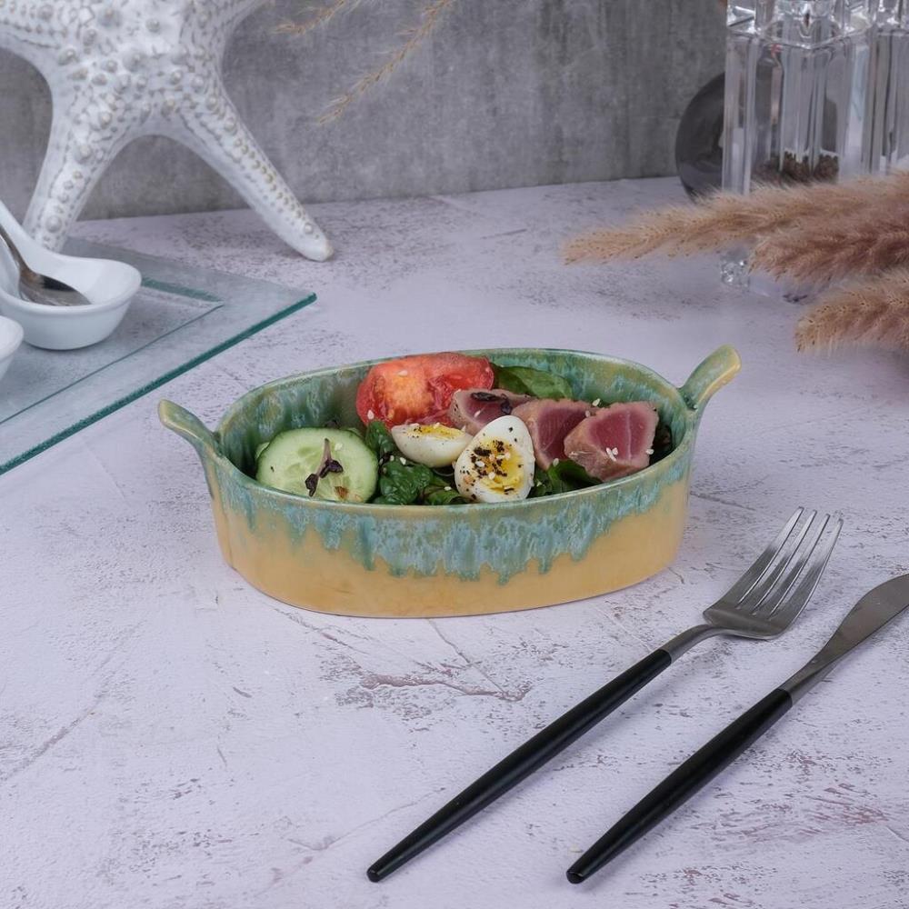Green Frutti di Mare Блюдо для подачи 19,5*11,2 см h4,4 см 450 мл с ручками, керамика P.L. Proff Cuisine Green Frutti di Mare Блюдо для подачи 19,5*11,2 см h4,4 см 450 мл с ручками, керамика P.L. Proff Cuisine