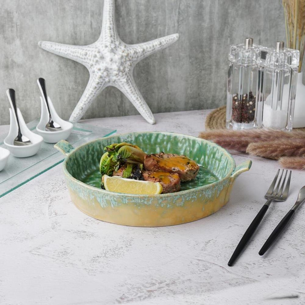 Green Frutti di Mare Блюдо для подачи 25,5*22,7 см h4 см 800 мл с ручками,керамика P.L. Proff Cuisine Green Frutti di Mare Блюдо для подачи 25,5*22,7 см h4 см 800 мл с ручками,керамика P.L. Proff Cuisine