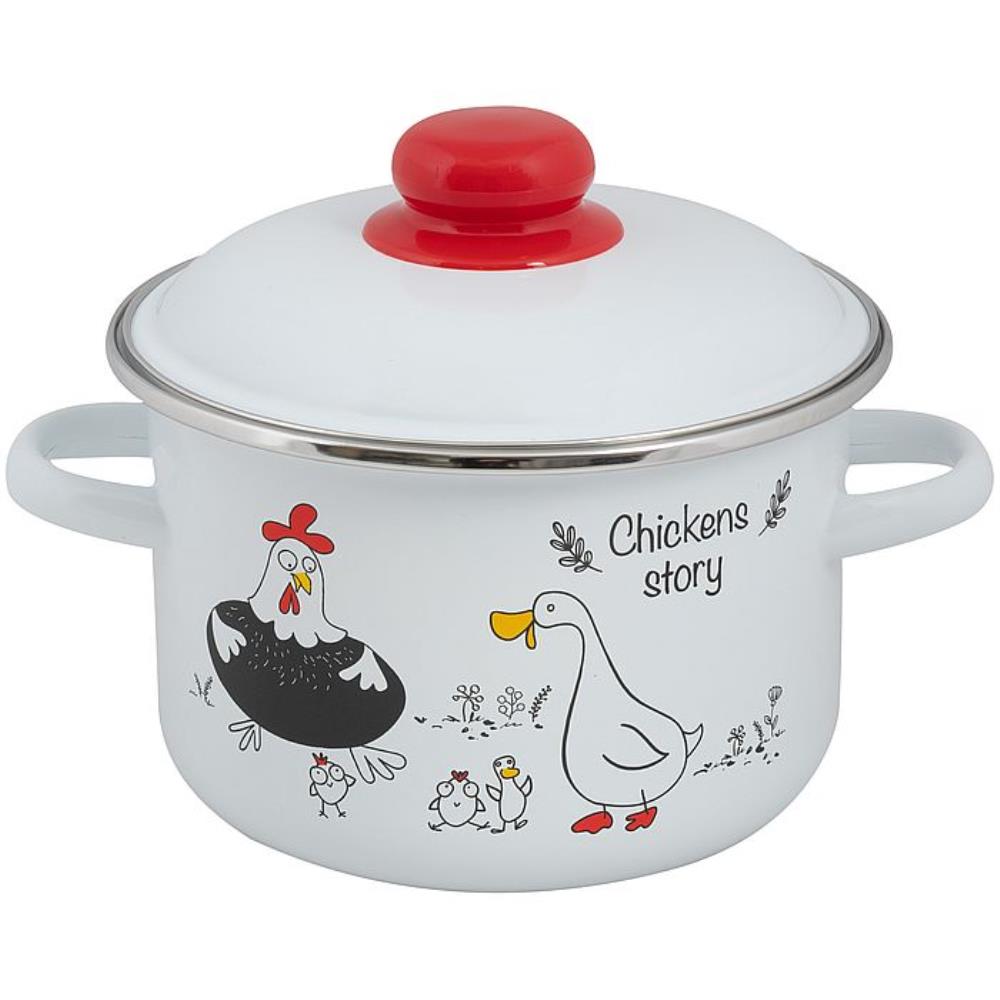 Кастрюля эмал цил Летний двор / Chickens’stories 2,0л ТМ FOOD ATELIER Кастрюля эмал цил Летний двор / Chickens’stories 2,0л ТМ FOOD ATELIER