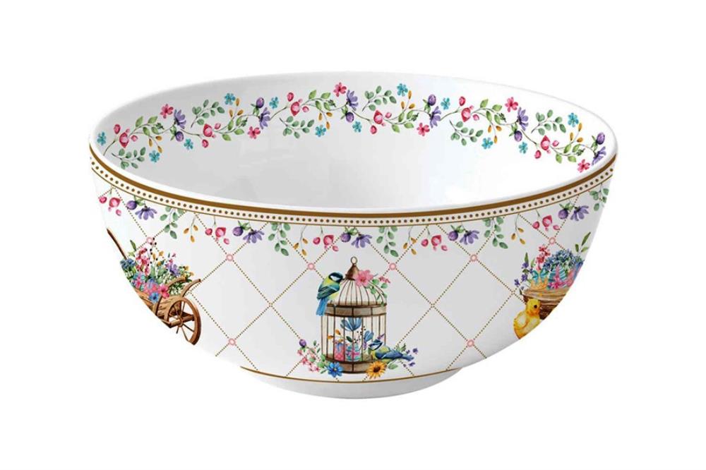 Салатник, 15х8 см, 600 мл, фарфор P, белый, Кролики и цыплята, Spring Bloom Салатник, 15х8 см, 600 мл, фарфор P, белый, Кролики и цыплята, Spring Bloom