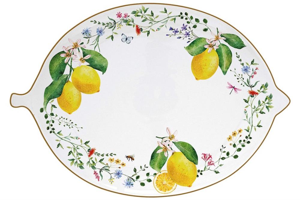 Блюдо, 30х21,5 см, фарфор P, овальное, белое, Цветы и лимоны, Fleurs et Citrons Блюдо, 30х21,5 см, фарфор P, овальное, белое, Цветы и лимоны, Fleurs et Citrons