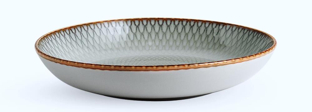 Тарелка суповая, 23х4,5 см, керамика, серо-бежевая, Серые ромбы, Mandala