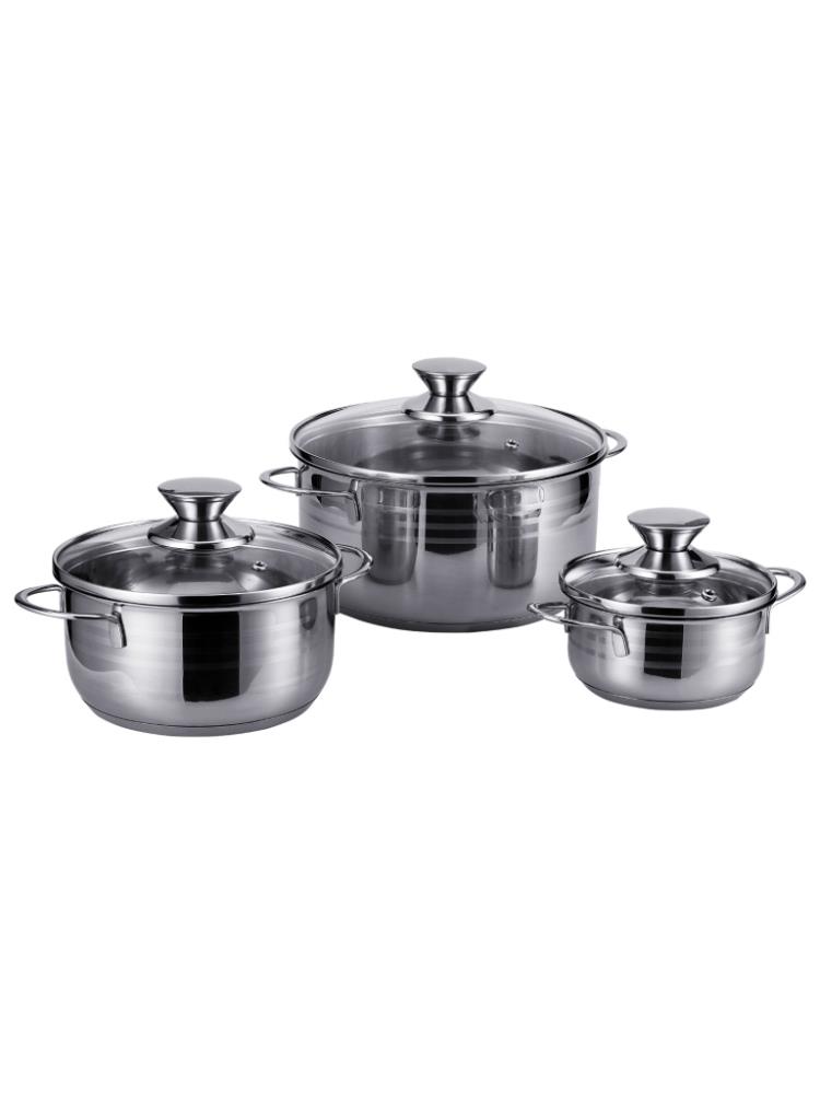 93-BIMv-257 Набор кастрюль 6 пр. со стек. крышками 0,7л/1,5л/3л Linea BIMBO vitro 93-BIMv-257 Набор кастрюль 6 пр. со стек. крышками 0,7л/1,5л/3л Linea BIMBO vitro