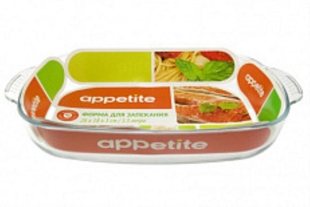 Форма стекл прям 34х22х6см/2,7л с руч ТМ Appetite Форма стекл прям 34х22х6см/2,7л с руч ТМ Appetite