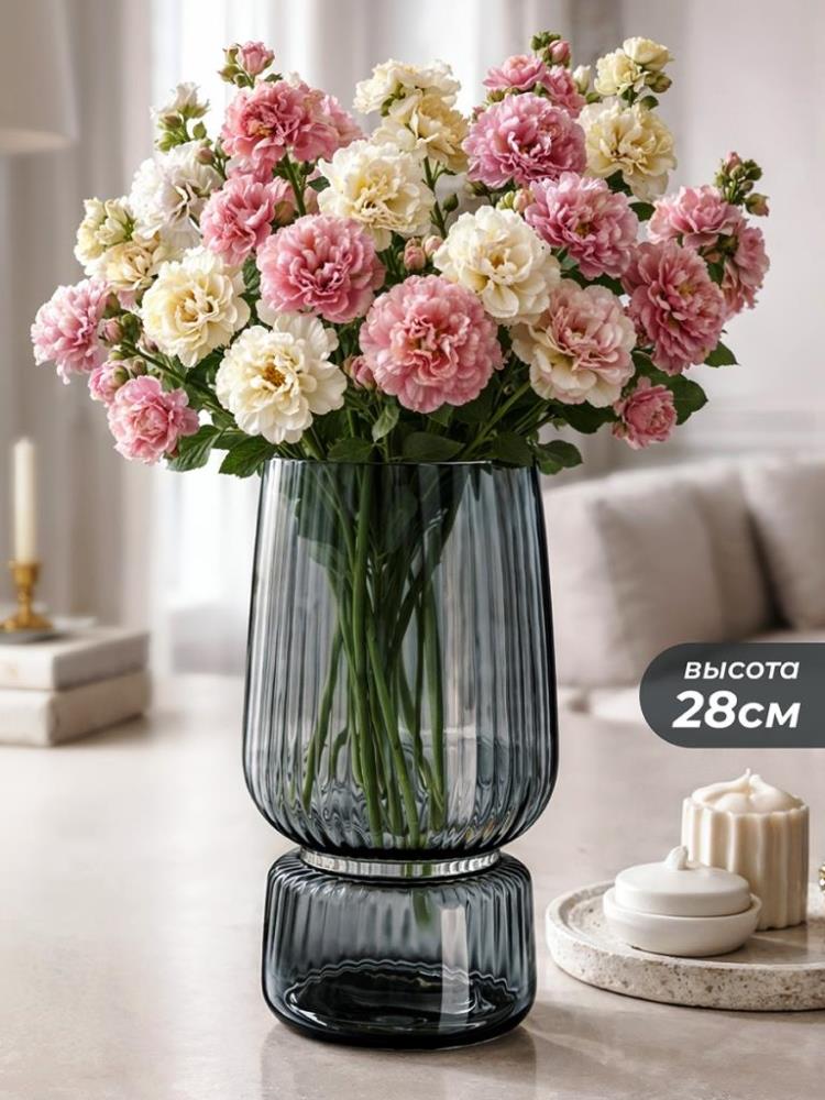 Ваза 13,5*13,5*28,5 см 4 л, графит, стекло Ваза 13,5*13,5*28,5 см 4 л, графит, стекло