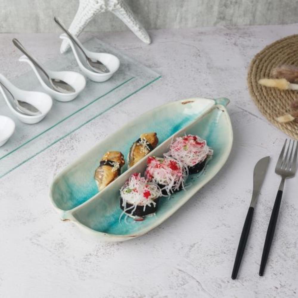 Sea Blue Frutti di Mare Блюдо овальное 32,8*15 см h4,5 см 2 секции,керамика P.L. Proff Cuisine Sea Blue Frutti di Mare Блюдо овальное 32,8*15 см h4,5 см 2 секции,керамика P.L. Proff Cuisine
