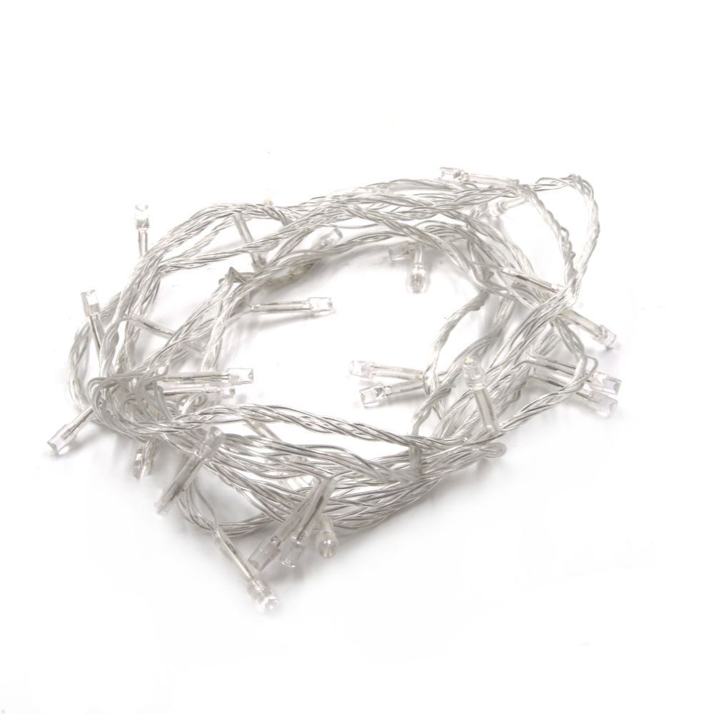 Электрогирлянда комнатная, L10,5 м, 100 белых LED ламп 5,5W, 8 реж свеч, шнур прозр 1,5 м, IP20 Электрогирлянда комнатная, L10,5 м, 100 белых LED ламп 5,5W, 8 реж свеч, шнур прозр 1,5 м, IP20