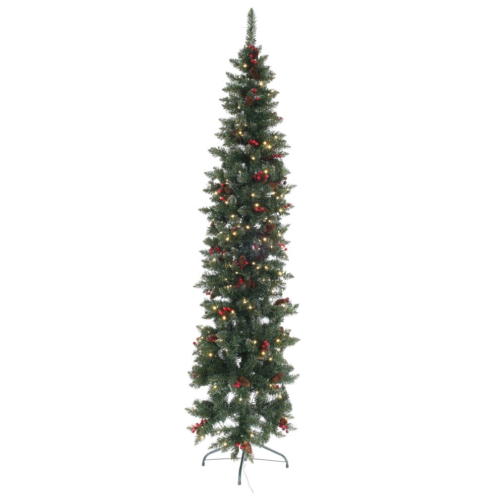 Ёлка искусств с подсвет (шишки+ягоды), D55 H210 см, 300 LED, тепл бел, 8 реж, от сети, провод 2,1м Ёлка искусств с подсвет (шишки+ягоды), D55 H210 см, 300 LED, тепл бел, 8 реж, от сети, провод 2,1м