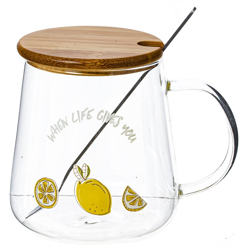 Кружка с крышкой и ложкой, 450 мл, L12 W9 H10 см Кружка с крышкой и ложкой, 450 мл, L12 W9 H10 см